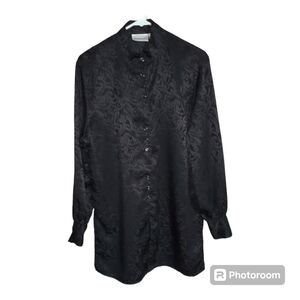 Christie‎ & Jill M oversized dress shirt whimsy goth Black embroidered dr…